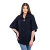 Funnel Neck Poncho Jacket ML107 Navy Blue SAOL Knitwear Front View