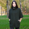 Funnel Neck Poncho Jacket ML107 Army Green SAOL Knitwear Front View