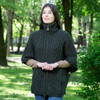 Funnel Neck Poncho Jacket ML107 Army Green SAOL Knitwear Front View