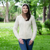 Ladies Double Collar Zipped Cardigan ML113 Natural White SAOL Knitwear Front View