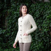 Ladies Aran Button Cardigan ML115 Natural White SAOL Knitwear Side View