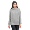 Ladies Turtleneck Ribbed Cable Knit Sweater AWL118 Grey SAOL Knitwear Front View