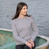 Ladies Ribbed Cable Sweater ML112 Grey SAOL Knitwear Front View