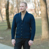 Mens Cable Shawl-Collar Cardigan MM904 Navy Blue SOAL Knitwear Front View