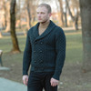 Double Breasted Shawl Cardigan MM225 Charcoal SAOL Knitwear Side View