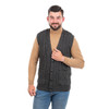 Mens Aran Sleeveless Cardigan MM207 Charcoal SAOL Knitwear Front View