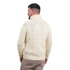 Mens Zip Neck Fisherman Sweater MM204 Natural White SAOL Knitwear Reverse View