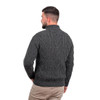 Mens Zip Neck Fisherman Sweater MM204 Charcoal SAOL Knitwear Reverse View