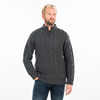Mens Zip Neck Fisherman Sweater MM204 Charcoal SAOL Knitwear Front View
