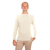 Mens Crew Neck Sweater AWM210 Natural White SAOL Knitwear Front View