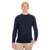 Mens Crew Neck Sweater AWM210 Navy Blue SAOL Knitwear Front View