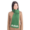 Aran Loop Scarf featuring Shamrock Pattern ML250 Green SAOL Knitwear