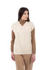 ML153-100 Oversized Aran Cable Vest for Ladies in White Color SAOL Side view