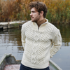 Men's Wool Half Zip Sweater MM902 - 100 Natural Saol