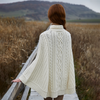 Ladies Cable Knit Poncho ML165-100 Natural Saol Bqack view