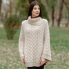 Cowl Neck Button Poncho ML169 - 109	Parsnip Knitwear