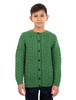 Kids Aran Cardigan  MK101-105 Green 10-12 YRS