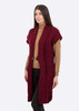 Sleeveless Shawl Collar Cardigan FL177 Wine Side View Saol knitwear.com