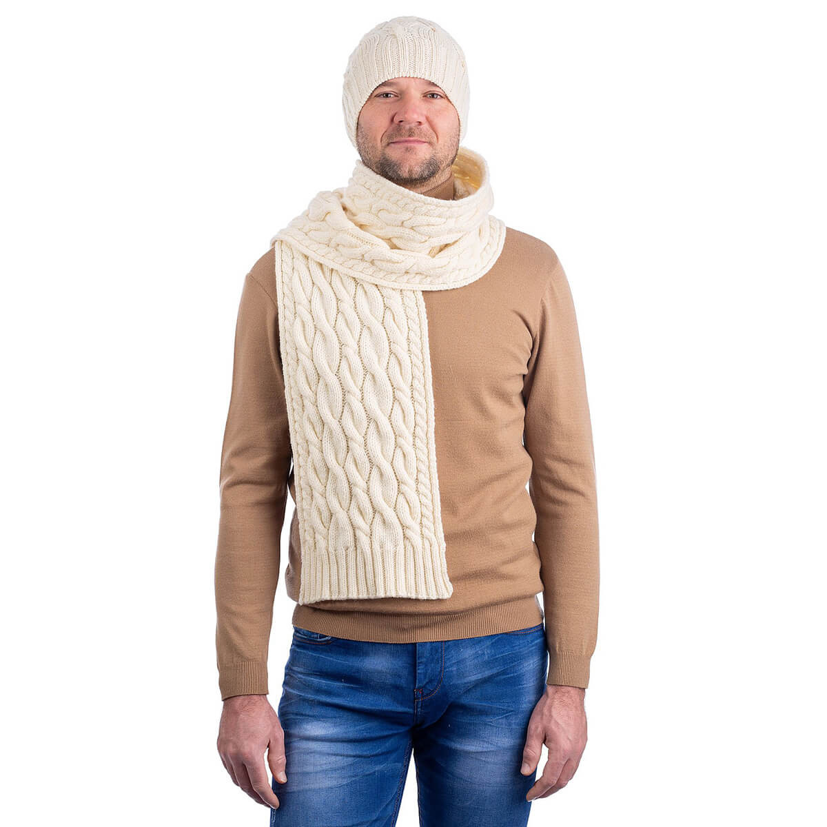 Wool Cable Knit Scarf | SAOL | SaolKnitwear.com