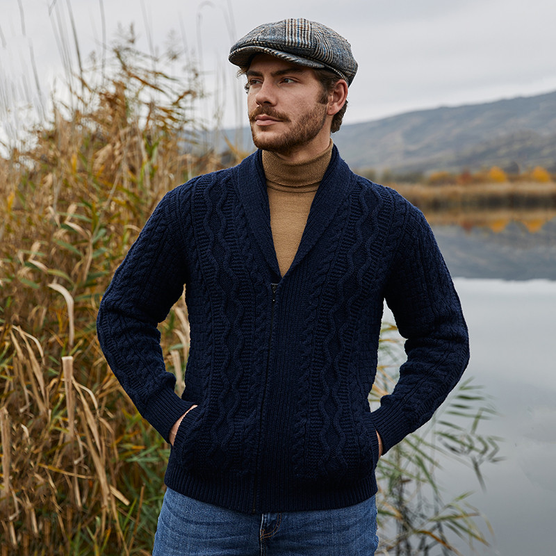 Mens Zipper Knit Cardigan