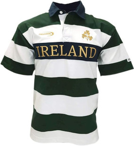 Embroidered Shamrock Ireland Rugby Shirt in Green/White