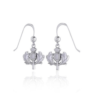 Silver Thistle Dangle Earrings