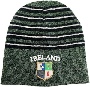 Carrolls Irish Gifts Beanie Hat for Mens Ireland Bottle Black Grindle Stripe 100% Polyester