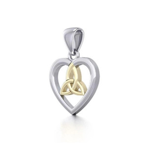 Heart Shaped 14K Gold Trinity Knot Pendant