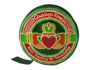 Round Leather Claddagh Coin Purse