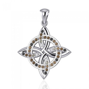 Four Point Celtic Knot Silver Pendant with Cubic Zirconia