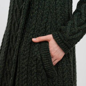 Classic Cable Coat ML120 Army Green SAOL Knitwear Details View