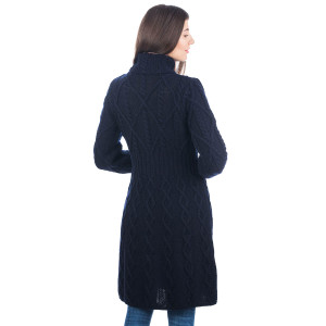 Aran Cable Signature Coat ML126 Navy Blue SAOL Knitwear Reverse View