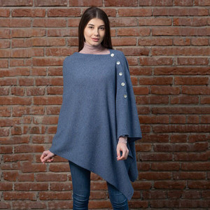 Lambswool Shawl LLS-100 Lambswool Blue SAOL Knitwear Front View