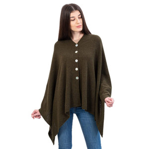 Lambswool Shawl LLS-100 Lambswool Army Green SAOL Knitwear Front View