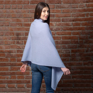 Lambswool Shawl LLS-100 Lambswool Light Blue SAOL Knitwear Reverse View