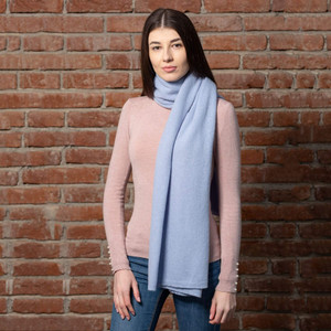 Lambswool Shawl LLS-100 Lambswool Light Blue SAOL Knitwear Front View