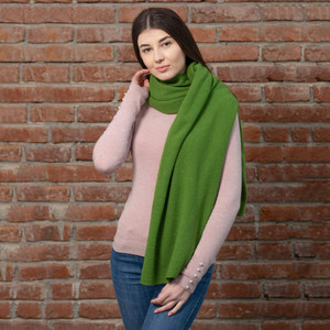 Lambswool Shawl LLS-100 Lambswool Green SAOL Knitwear Front View