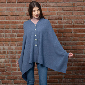 Lambswool Shawl LLS-100 Lambswool Blue SAOL Knitwear Front View