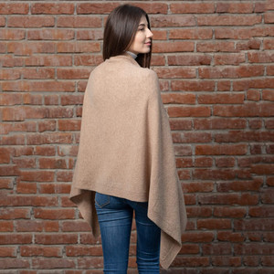 Lambswool Shawl LLS-100 Lambswool Brown SAOL Knitwear Reverse View