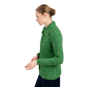 Ladies Buttoned Cardigan ML109 Green SAOL Knitwear Side View