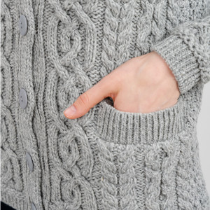 Ladies Buttoned Cardigan ML109 Grey SAOL Knitwear Details View