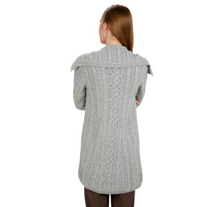 Ladies 4 Buttons Collar Coat AWL108 Grey SAOL Knitwear Reverse View