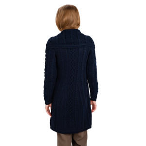 Ladies 4 Buttons Collar Coat AWL108 Navy Blue SAOL Knitwear Reverse View