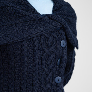 Ladies 4 Buttons Collar Coat AWL108 Navy Blue SAOL Knitwear Details View