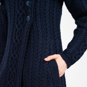 Ladies 4 Buttons Collar Coat AWL108 Navy Blue SAOL Knitwear Details View
