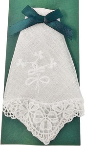 White Embroidered Shamrock, Lace Corner Handkerchiefs