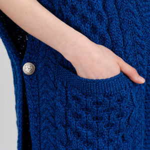 Ladies Pocket Shawl ML104 Marl Blue SAOL Knitwear Details View