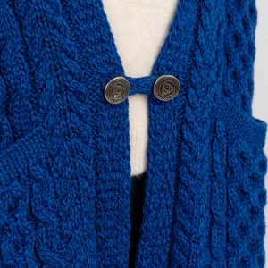 Ladies Pocket Shawl ML104 Marl Blue SAOL Knitwear Details View