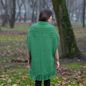 Ladies Pocket Shawl ML104 Green SAOL Knitwear Reverse View