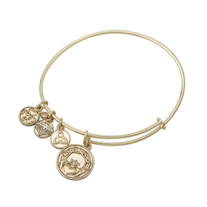 Gold Tone Claddagh Charm Bangle Bracelet